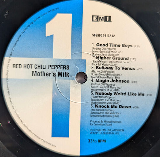 Red Hot Chili Peppers Mother's Milk Vinyl