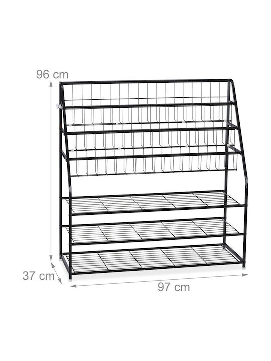 Relaxdays Raft Pentru Reviste Negru 96x37x97cm