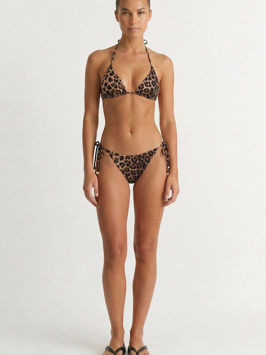 Bikini Τριγωνάκι με Ενίσχυση Animal Print Καφέ