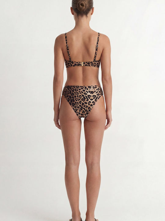 Strapless Bikini Top Animal Print Brown