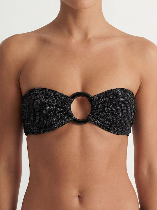 Top Bikini Fără Bretele Negru