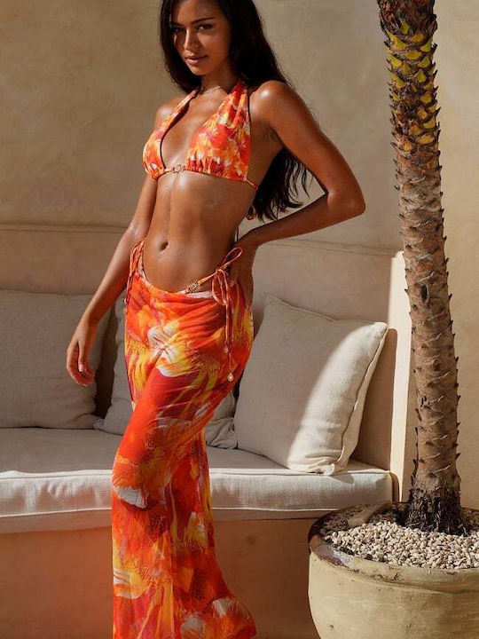 Set Bikini 3 Pieces Triangle Orange