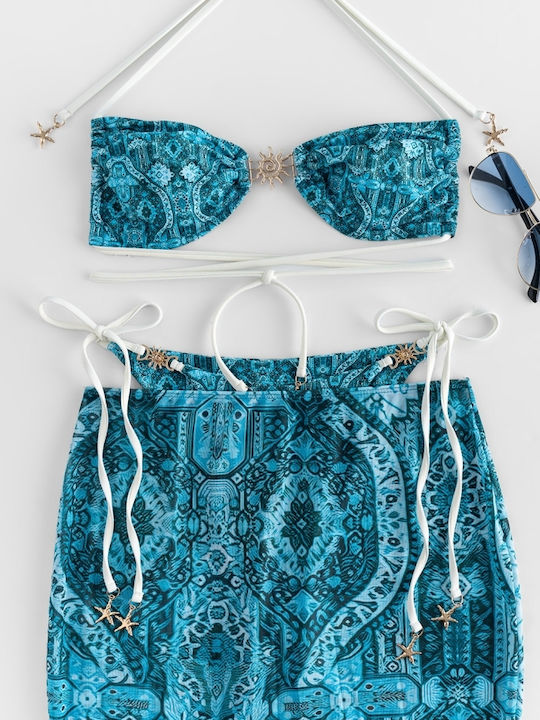 Bikini Set 3 Pieces Petrol Blue