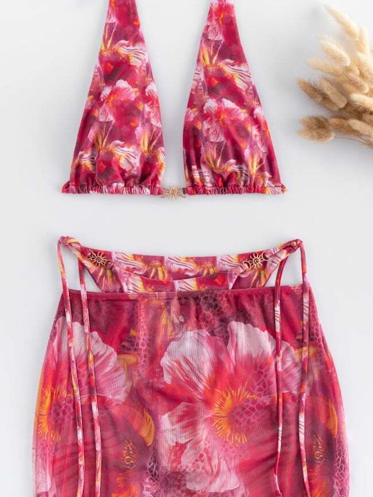 Set Bikini 3 Stücke Dreieck Rot