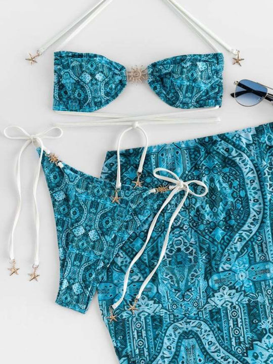 Bikini Set 3 Pieces Petrol Blue