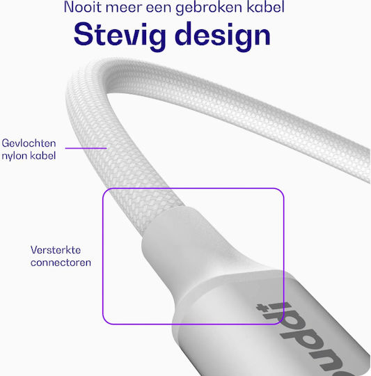 Buddi Flex USB 2.0 Cable USB-C male - USB-C 100W Λευκό 0.3m