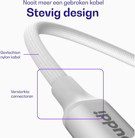 Buddi Flex USB 2.0 Cable USB-C Male - USB-C 100W White 1m