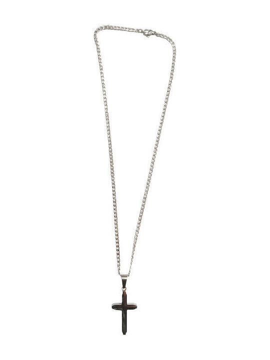 Kalliopi Silver Crucifix Pentru Bărbați Din Oțel Cu Lanț