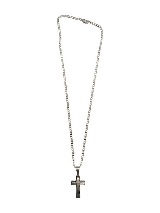 Kalliopi Silver Men's Cross Made of Steel with Chain