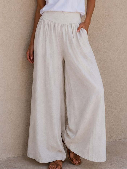 Women's Linen Pantaloons Beige