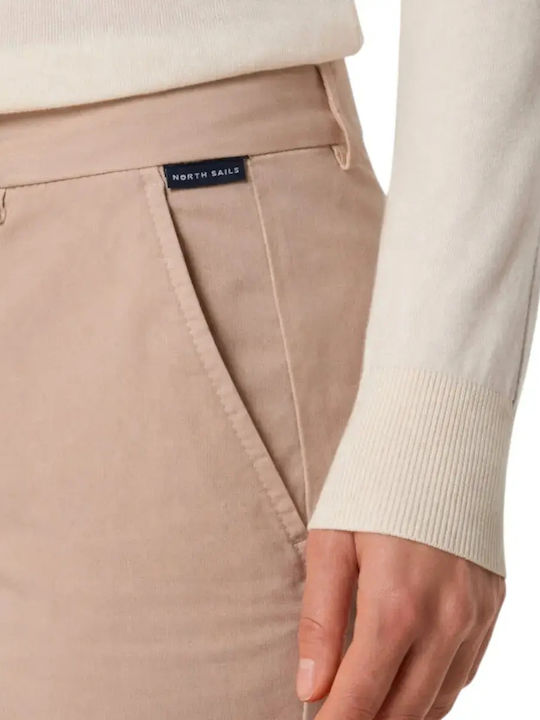 Damen Chino Hose Baumwoll-Set in Schlank Passform Beige