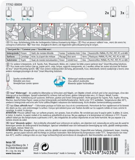 Tesa 77762-00000-01 Metallic White Hangers With Nail 2 Pieces