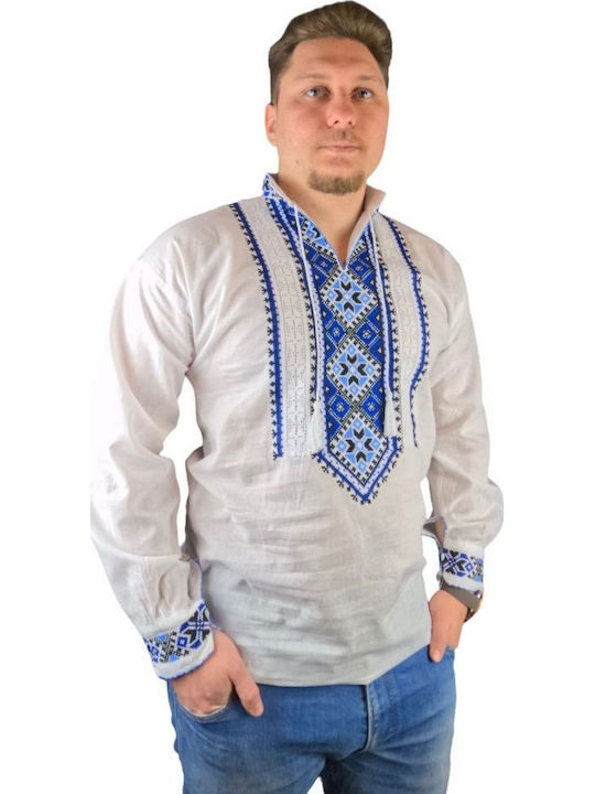 Тениска С Дълъг Ръкав Бяла/Синя
