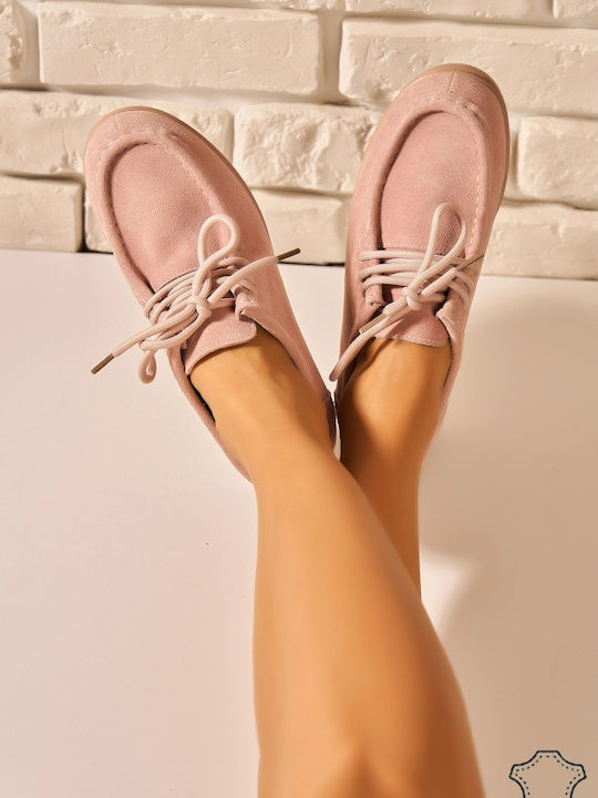 Leder Damen Mokassins in Rosa Farbe