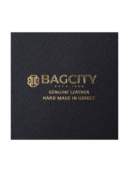 BagCity Round Coaster Made of Artificial Leather with Blue Stand 6 Pieces