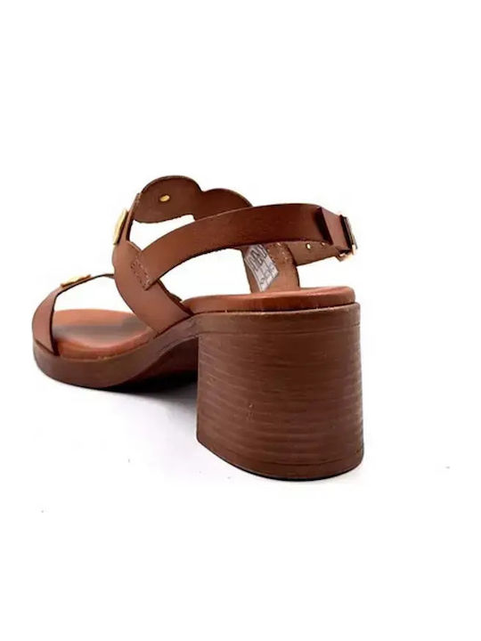 Damen Sandalen Mit Leder Tabac Braun