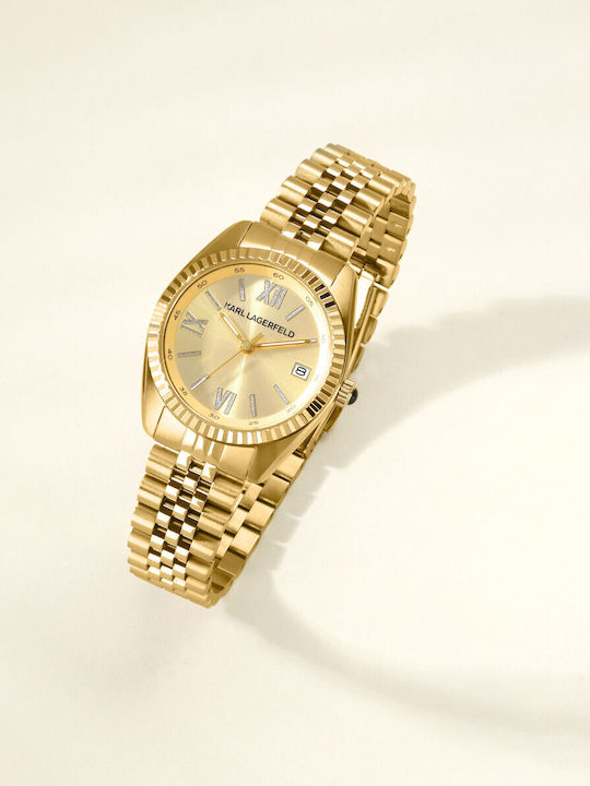 Karl Lagerfeld Womens Watch 32mm Battery with Gold Metal Bracelet