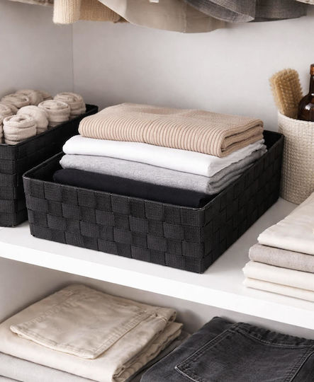 Sidirela Καλάθι Αποθήκευσης Rattan Μαύρο 28x28x10cm Sidirela Καλάθι Αποθήκευσης Rattan Μαύρο 28x28x10cm
