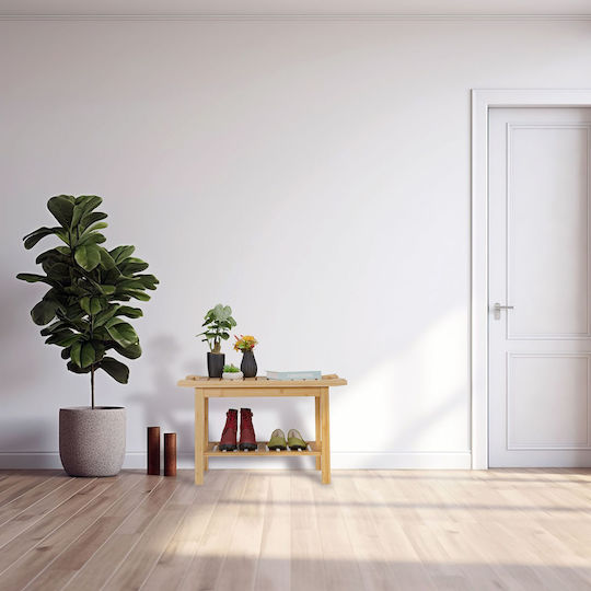 Măsuță Centrală Rectangulară din Bambus Bej M75xL40.5xÎ45cm