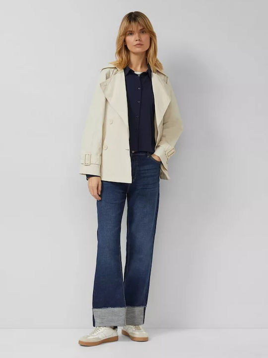 Langärmeliges Damenhemden Navy Blau