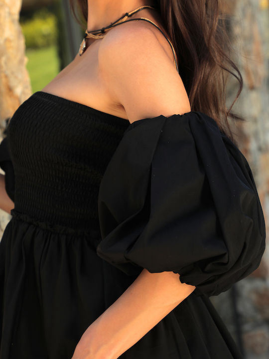 Sommer Mini Damenkleid Für Hochzeit Taufe Schwarz