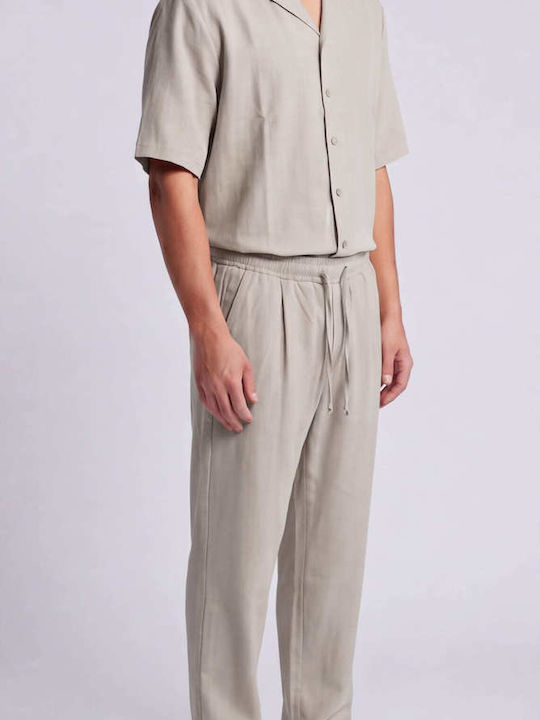 Μακρυμάνικo Λινό Overshirt σε Φαρδιά Γραμμή Sand