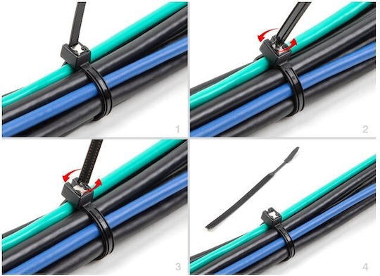 DeLock Δεματικά Καλωδίων Πλαστικά 200mmx4.8mm σε Μαύρο χρώμα (50τμχ) 19468