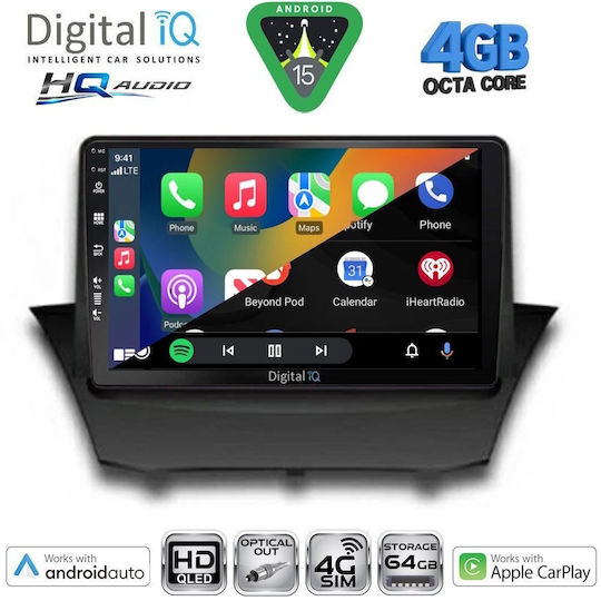 Digital IQ Ηχοσύστημα Αυτοκινήτου για Ford Fiesta 2008-2017 (Bluetooth/USB/WiFi/GPS/Apple-Carplay/Android-Auto) με Οθόνη Αφής 9"