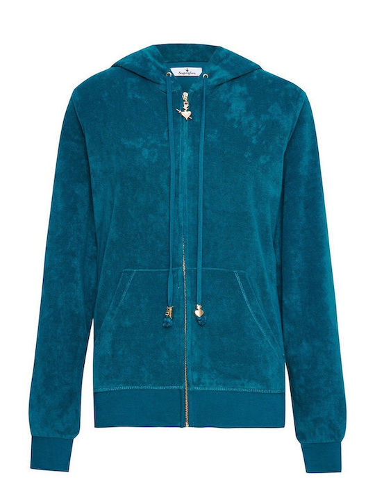 Women's Hoodie Sweatshirt Cardigan Blue