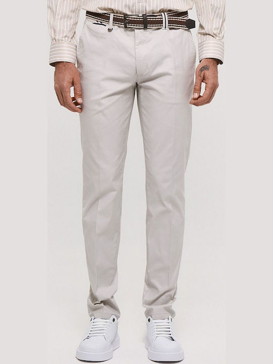 Pantaloni Barbati Chino Elastic Slim Fit Ecru