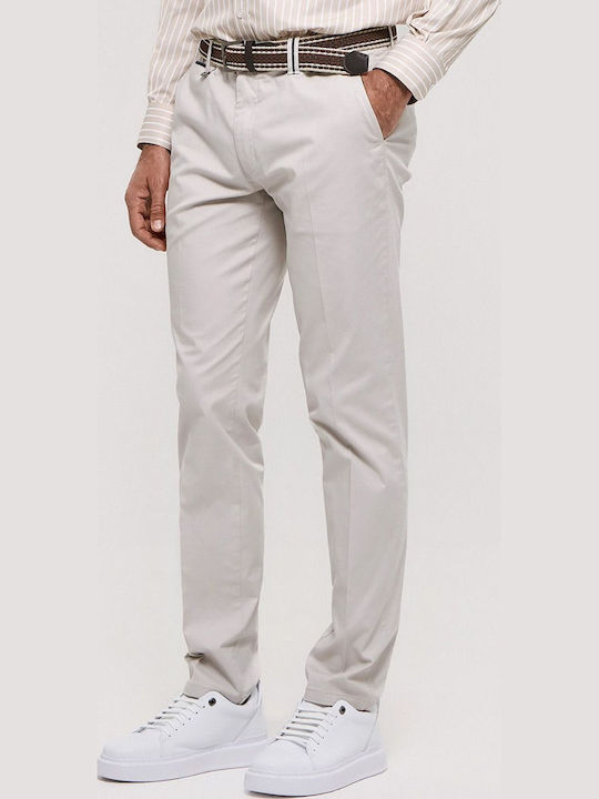 Pantaloni Barbati Chino Elastic Slim Fit Ecru
