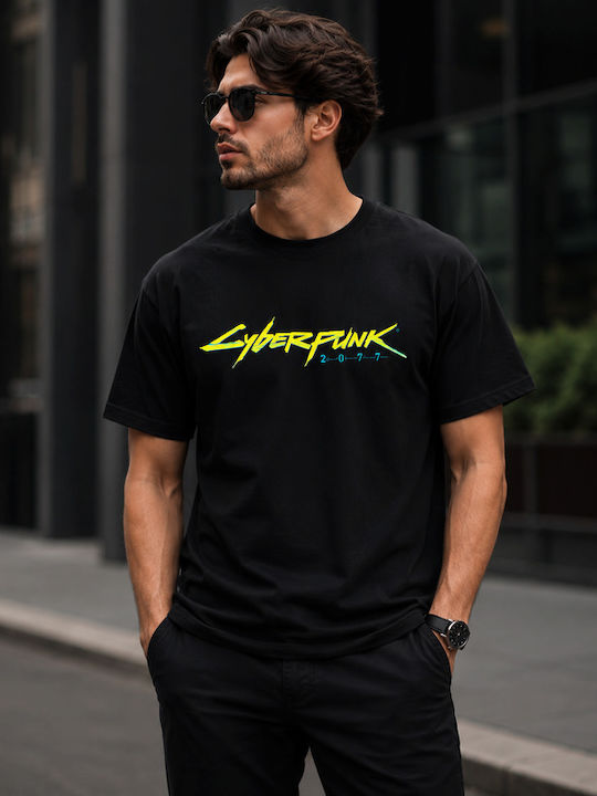 Cyberpunk 2077 Logo Kurzes T-Shirt mit Aufdruck Ts347827cpk Cyberpunk 2077 Logo Kurzes T-Shirt mit Aufdruck Ts347827cpk