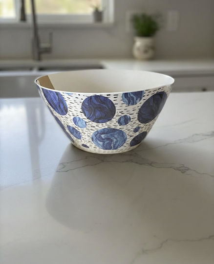Lalos Wooden Salad Bowl Blue 24.5x12cm 2021-MP