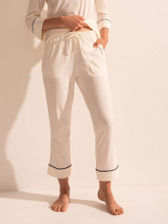 Sofiaman Sofiaman Sommer Baumwollene Damen Schlafanzug Set Weiß