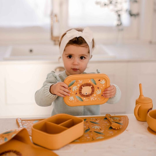 Sassi Junior Lion Παιδικό Σετ Φαγητού από Σιλικόνη 0.65lt Κίτρινο