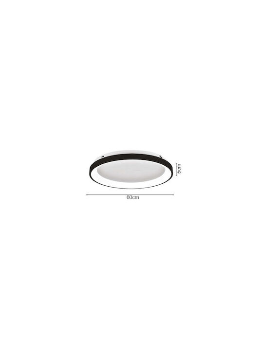 Inlight Πλαφονιέρα Οροφής Led 28w 3cct Μαύρο Μέταλλο Ακρυλικό D:60x5cm 42044-b-black