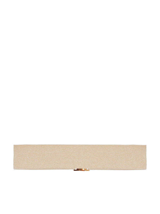 Celestino Women's Elastic Wide Metallic Gold Belt