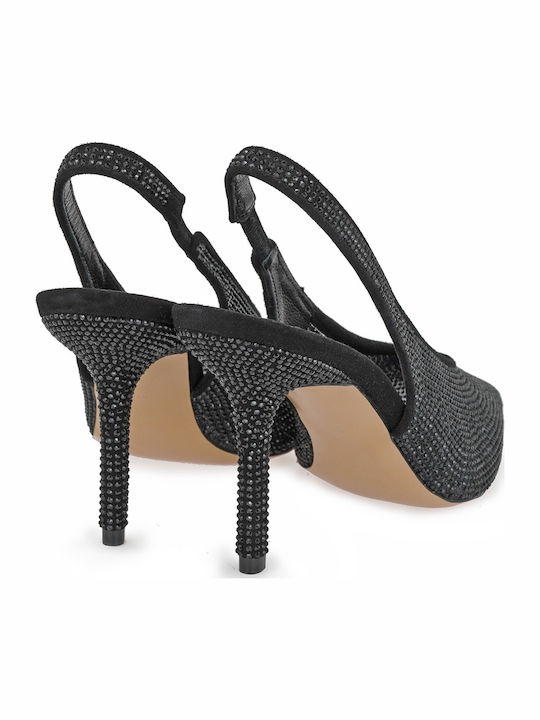 Wildleder Pumps mit Hochem Absatz Schwarz