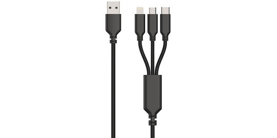 2GO Φορτιστής με Θύρα USB-A και Καλώδιο Lightning 15W Μαύρος (797257)
