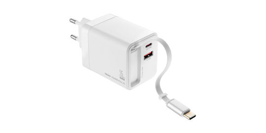 Troika GaN Wireless Charger with USB-A Port and USB-C Port 35W Power Delivery White (Power Pull 35)
