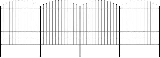 vidaXL Fencing Rails with Black Spears Metal Fence Railings with Spears in Black Color 2.0x6.8m