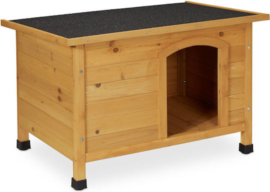 Relaxdays Wooden Dog Kennel Hinges Light Brown Black 58x58x86 Cm
