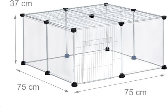 Relaxdays Tarcuri Pentru Animale Mici 12 Piese Transparente Negre Albe 37x75x75 Cm