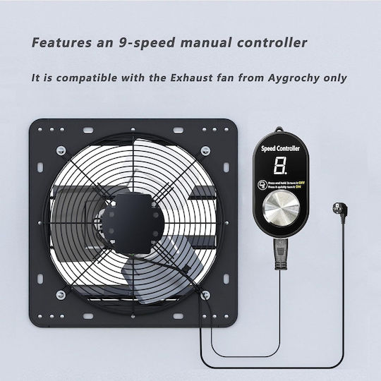 Aygrochy Ventilator Industrial Axial 300 Mm Motor Ec 40w Debit Aer 1630 M³/h 9 Viteze Reglabil Montare Pe Perete Geamuri Garaj Mansardă Bucătărie Zgomot Redus 42 Db Clasa Energetică A