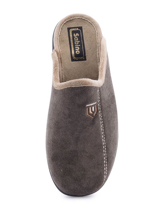 Leather Winter Men's Green Slippers