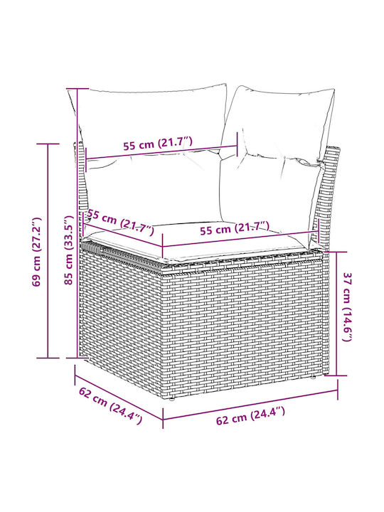 Outdoor Corner Rattan Sofa With Cushions