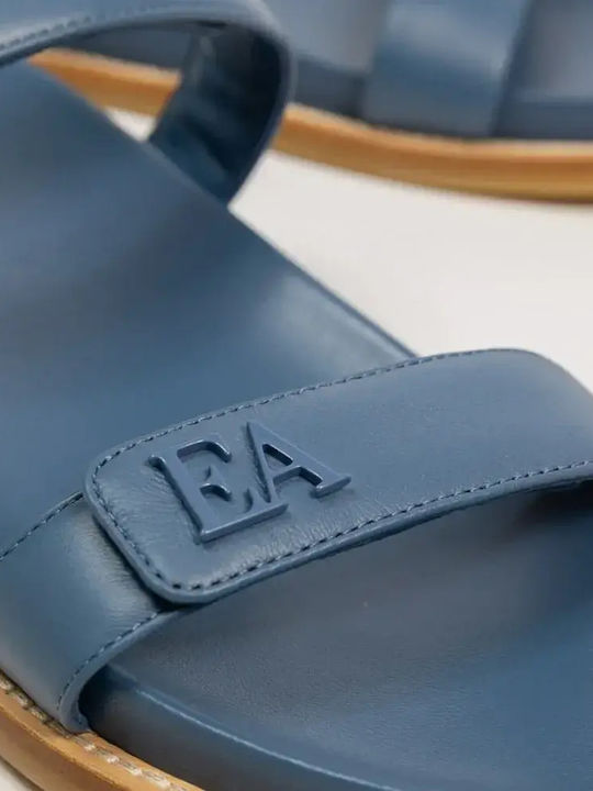 Leather Women's Blue Flat Sandals