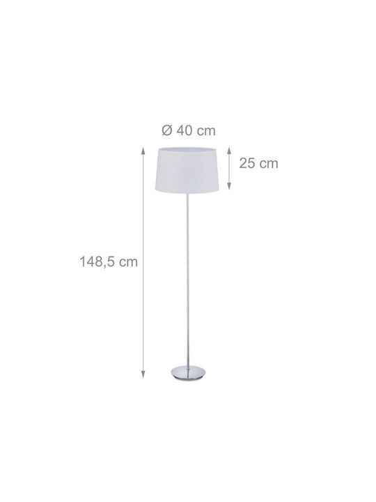Relaxdays Floor Lamp H148.5xL40cm with Socket for E27 Bulb White