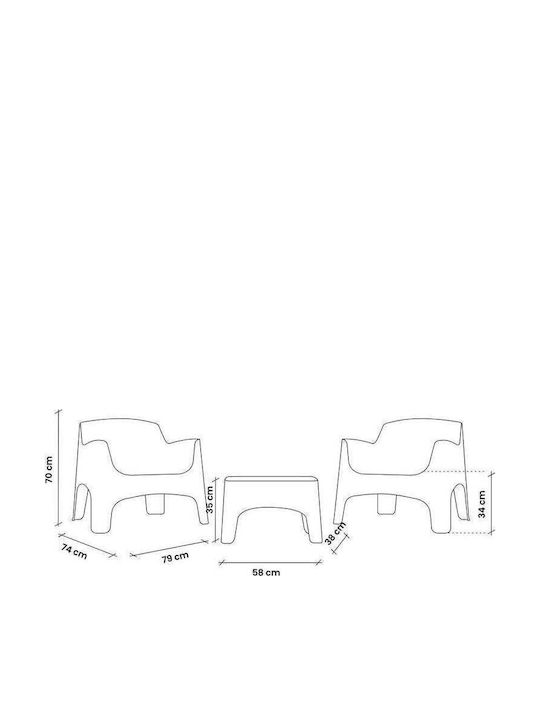 Set Cameră De Zi Pentru Exterior 3 Piese Verde Pin