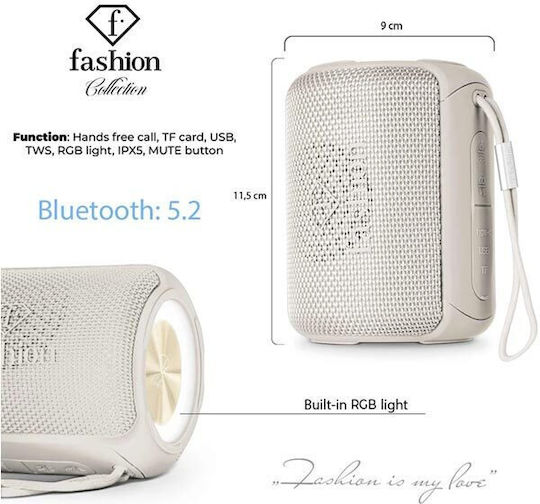 Ηχείο Bluetooth με Διάρκεια Μπαταρίας έως 6 ώρες Cream Gold FTV-0116